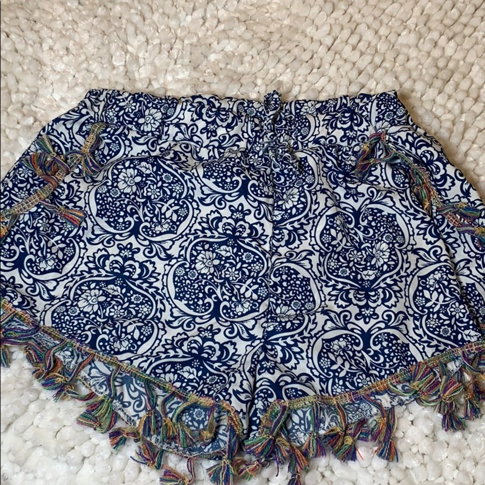 Fun Pattern Colored Tassel Shorts